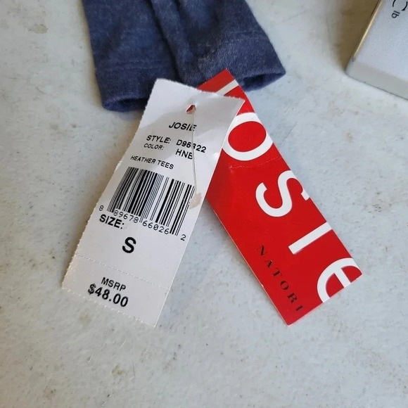 NWT $48 JOSIE TUNIC TOP Modal V-NECK LONG SLEEVE Stretch KNIT Heather Blue S - Picture 2 of 9